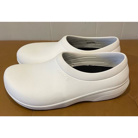 Crocs On-The-Clock Slip-On Clogs, White, Women's 10  Mens‎ 8 Work Shoes Comfort - Picture 3 of 6